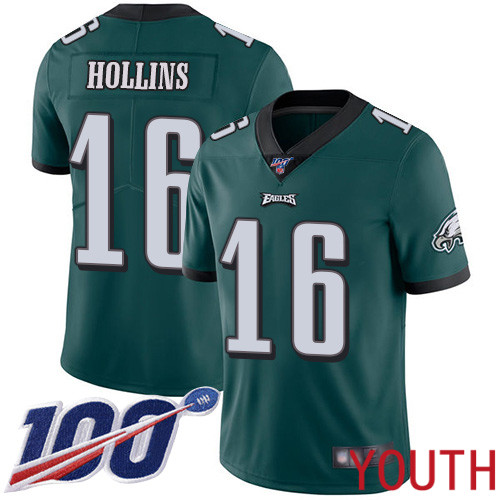 Youth Philadelphia Eagles #16 Mack Hollins Midnight Green Team Color Vapor Untouchable NFL Jersey Limited Player 100th